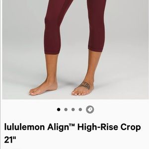 Pre owned Lululemon “align” high rise crop leggings In Deep Purple